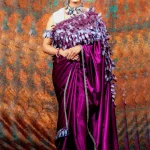 Pure Samuz silk saree with cutwork leaf design