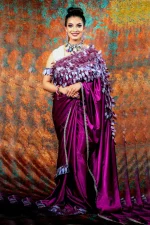 Pure Samuz silk saree with cutwork leaf design