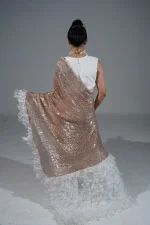 Rose Gold sequence ruffle saree - Image 5