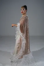 Rose Gold sequence ruffle saree - Image 6