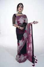 Black and hot pink stoned Moslin