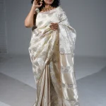 Floral silk saree with ruffle design