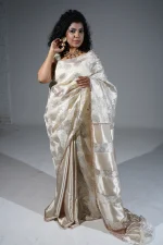 Floral silk saree with ruffle design