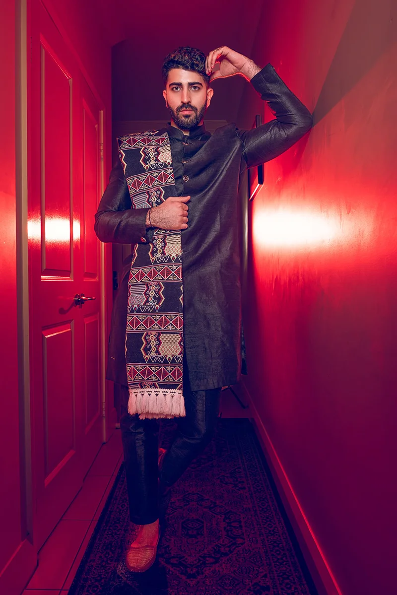 TS-SDSW0002 Black designer shawl - Image 1