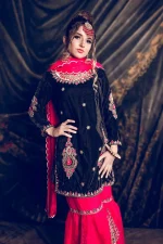Sharara dress - Black Velvet - Image 3