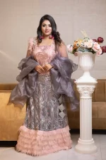 Lehenga - Grey Silver & Peach