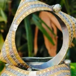 Dual tone rectangle shape bangle with screw