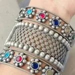 Multicolour German silver bangle set