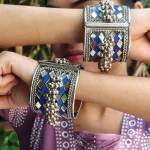 Silver oxidise mirror Ghungroo bracelet