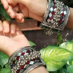 Silver oxidise mirror Ghungroo bracelet