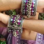 Silver oxidise mirror Ghungroo bracelet