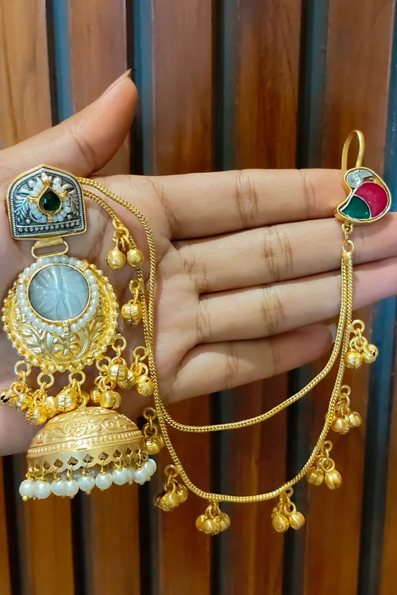 TS-JE0021 Long jhumka with hair hangings - Image 1