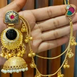 Long jhumka with hair hangings