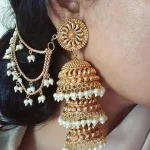 Long jhumka with pearl hangings