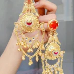 Long jhumka with hair hangings