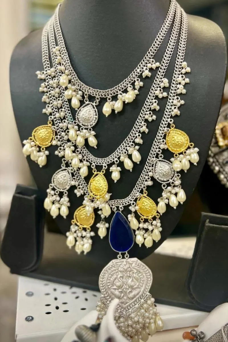 TS-JN0017 3 layers long necklace with pearl - Image 1