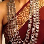 German silver three layer long necklace