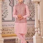 Light pink panjabi/kurta with coti/jacket set