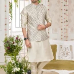 Pista green panjabi/kurta with coti/jacket set