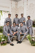 Dark grey panjabi/kurta with coti/jacket set - Image 2