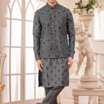 Dark Grey panjabi/kurta set with gorgeous coti/jacket