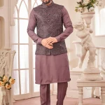 Wine colour panjabi/kurta set with gorgeous coti/jacket