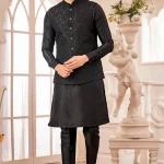 Black panjabi/kurta set with gorgeous coti/jacket