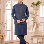 Nevy blue panjabi/kurta set with gorgeous coti/jacket