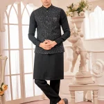 Black panjabi/kurta set with gorgeous coti/jacket