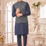 Nevy blue panjabi/kurta set with gorgeous coti/jacket