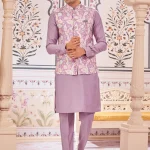Purple panjabi/kurta set with gorgeous coti/jacket