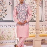 Pink panjabi/kurta set with gorgeous coti/jacket