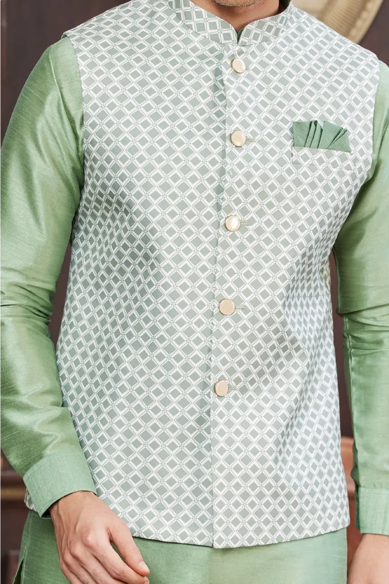 TS-MC0003 Digital printed Art banarasi silk jacket - Image 1