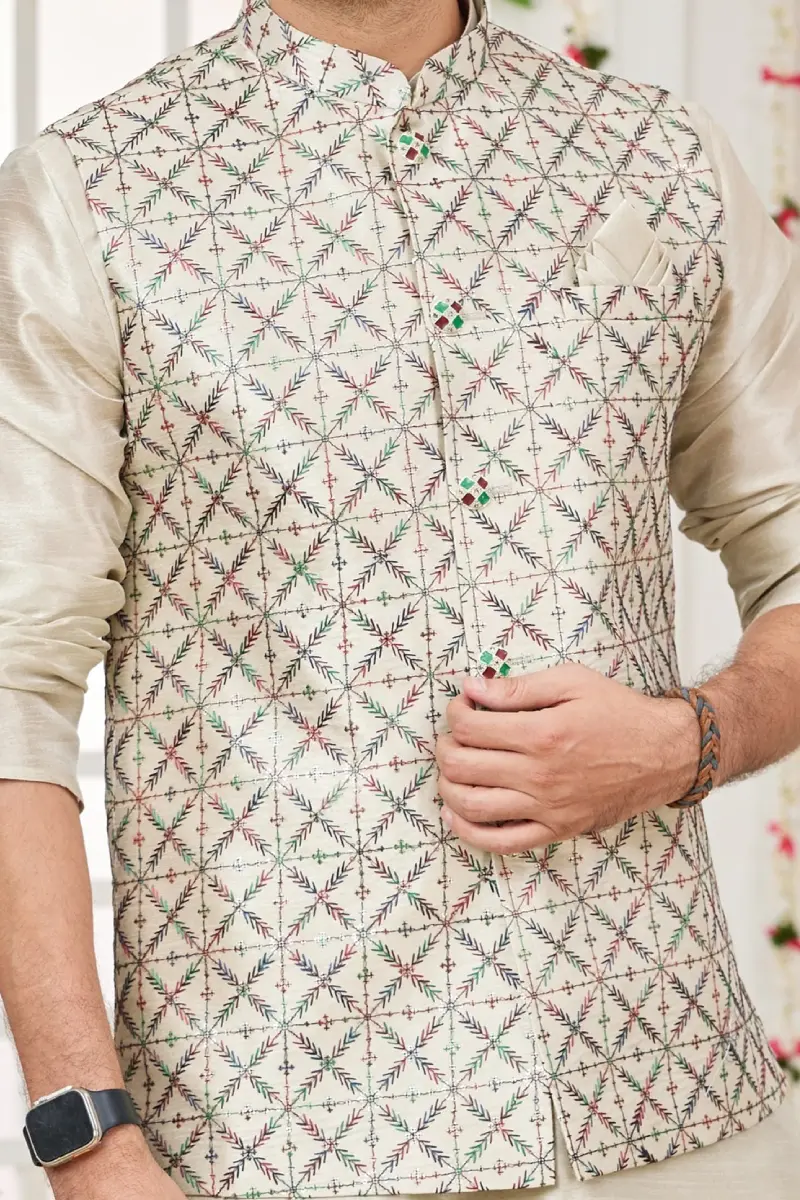 TS-MC0007 Digital printed Art banarasi silk jacket - Image 1