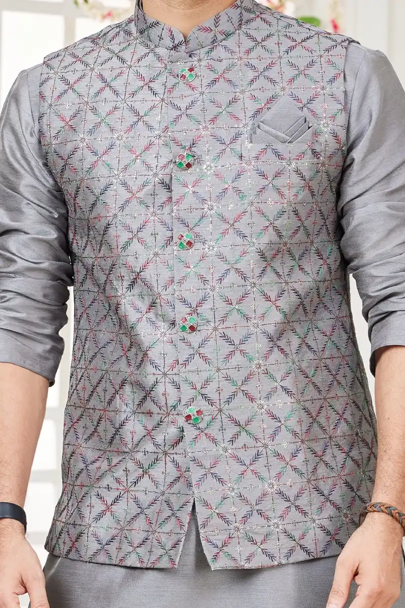 TS-MC0008 Digital printed Art banarasi silk jacket - Image 1