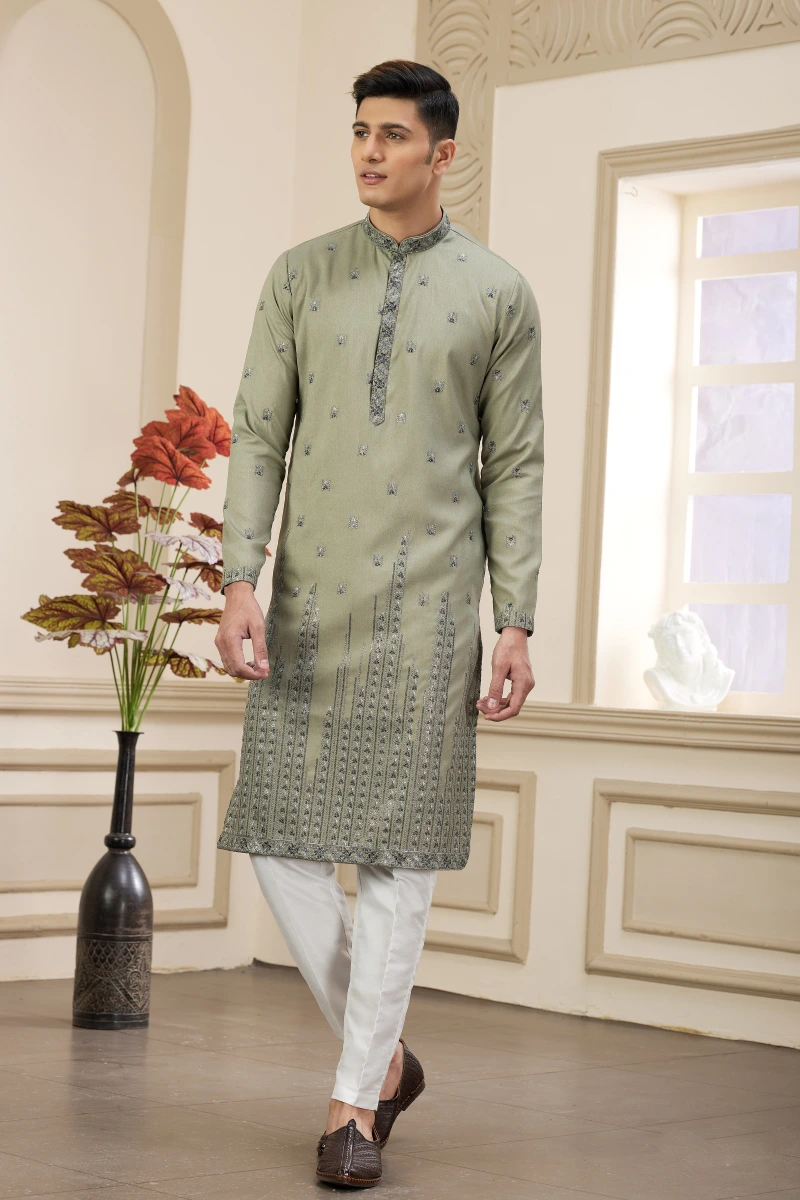 TS-MP0017 Benarasi Art silk Panjabi/Kurta set - Image 1