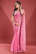 Soft tissue burberry saree - Image 2