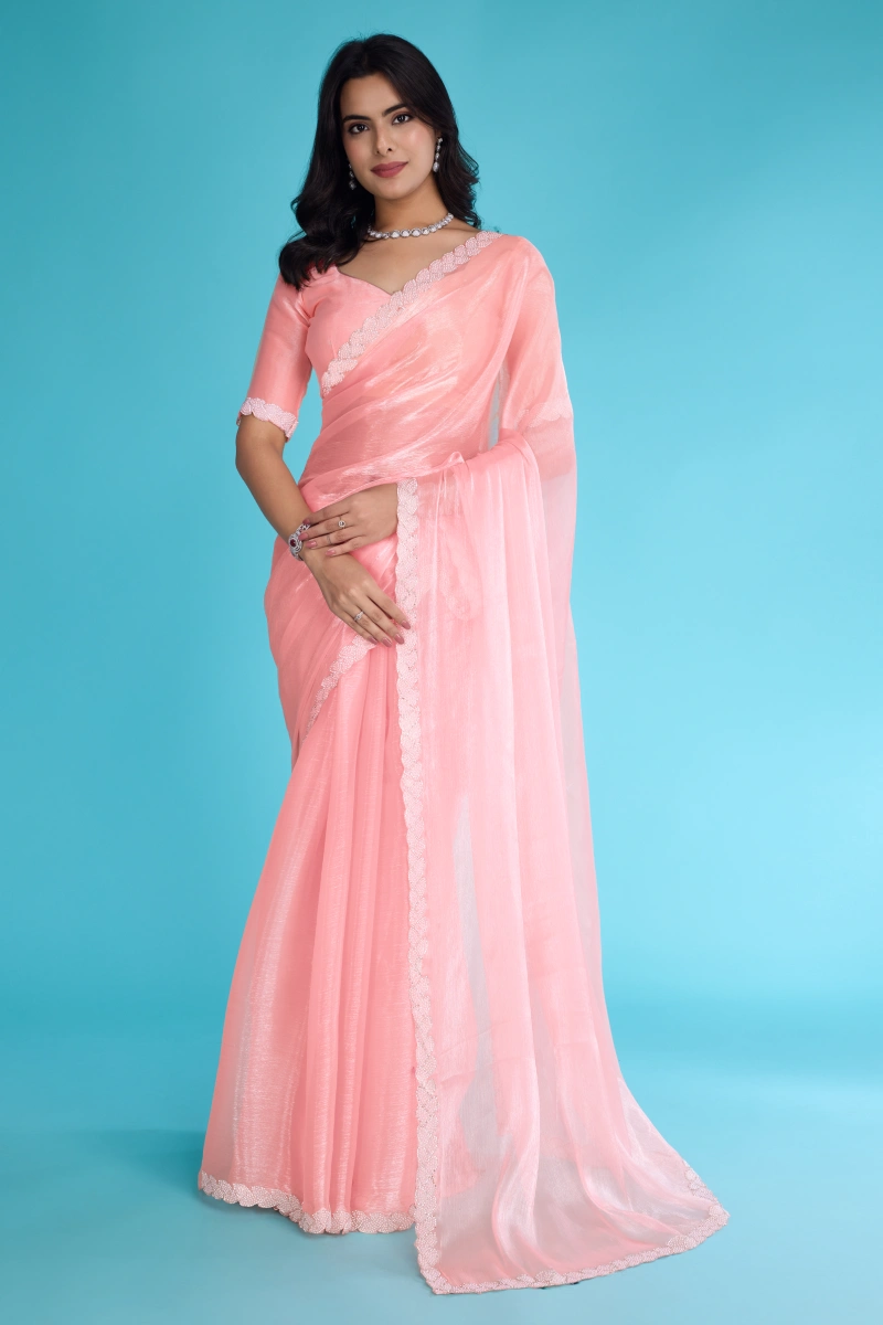 TS-WS0014 Tissue burberry saree - Image 1