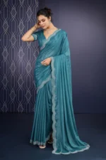 Embellished shimmer georgette saree