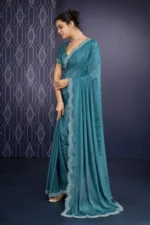 Embellished shimmer georgette saree - Image 2