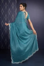 Embellished shimmer georgette saree - Image 3