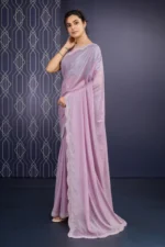 Embellished shimmer georgette saree - Image 2