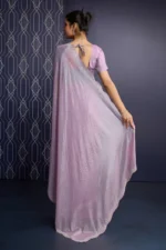 Embellished shimmer georgette saree - Image 3