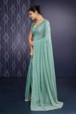 Embellished shimmer georgette saree - Image 2