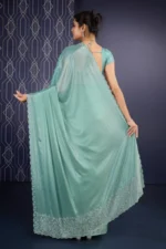 Embellished shimmer georgette saree - Image 3