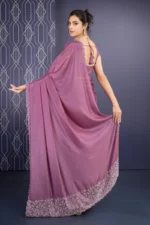 Embellished shimmer georgette saree - Image 3