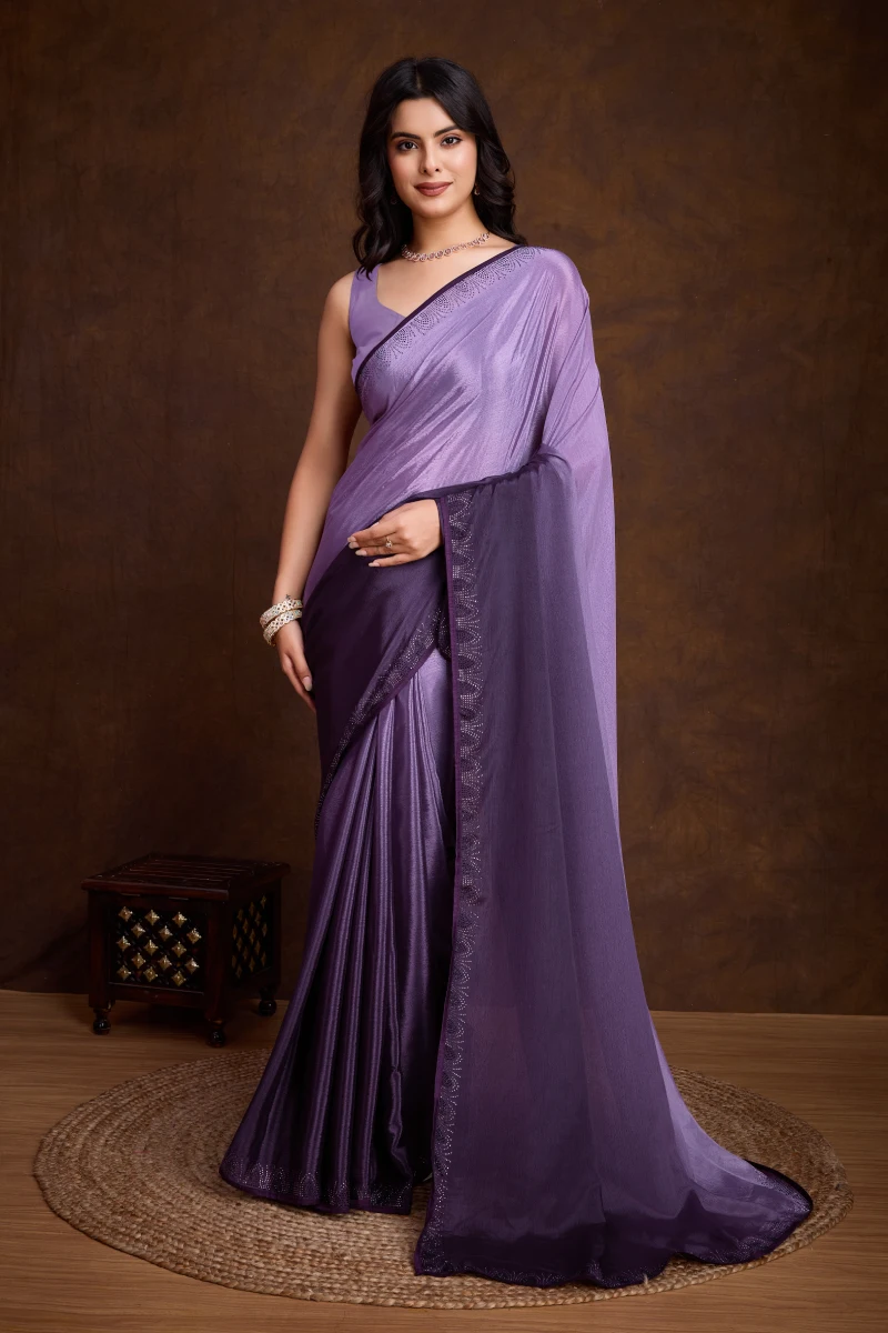 TS-WS0019 Shaded chinnon silk saree - Image 1