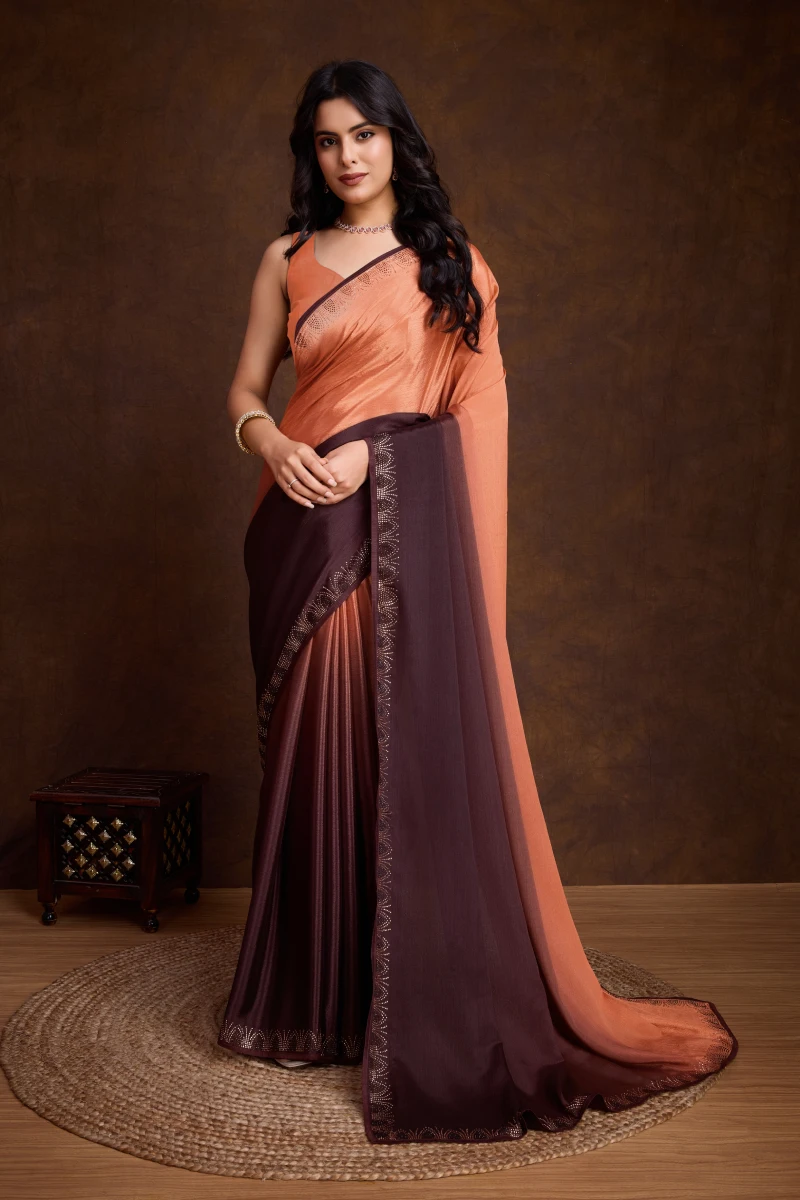 TS-WS0020 Shaded chinnon silk saree - Image 1
