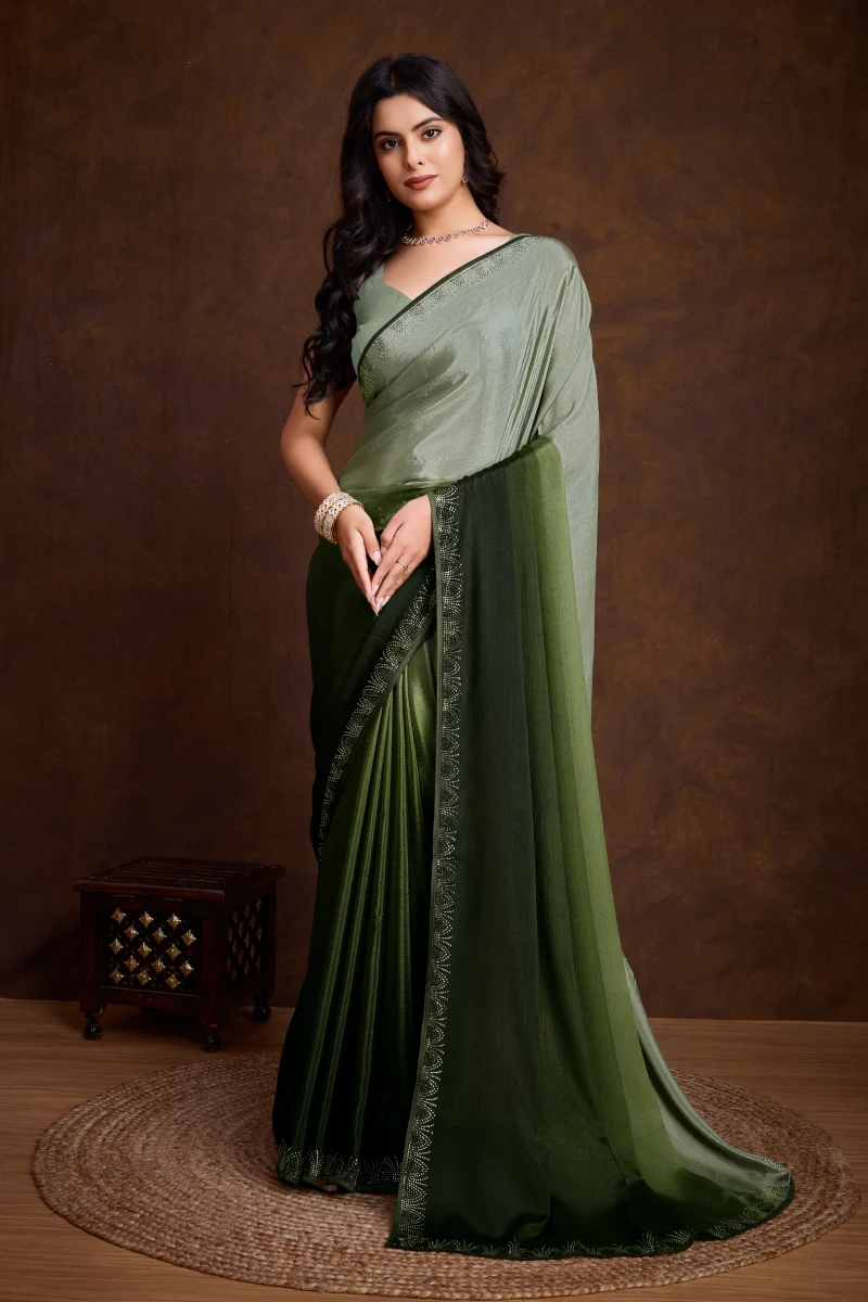 TS-WS0021 Shaded chinnon silk saree - Image 1