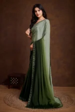 Shaded chinnon silk saree - Image 2